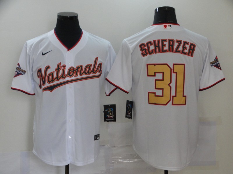 Men's Washington Nationals Max Scherzer #31 White Stitched Jersey